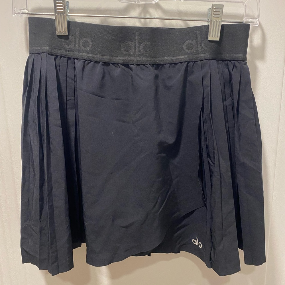 ALO Yoga Black Pleated Mini Skirt